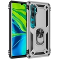 Xiaomi Mi Note 10 Kılıf Silikon Zırhlı Standlı Yüzüklü Mıknatıslı Tank Kapak - Gri