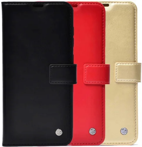 Xiaomi Mi Note 10 Kılıf Standlı Kartlıklı Cüzdanlı Kapaklı - Gold