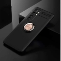 Xiaomi Mi Note 10 Lite Kılıf Renkli Silikon Yüzüklü Standlı Auto Focus Ravel Kapak - Siyah