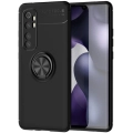 Xiaomi Mi Note 10 Lite Kılıf Renkli Silikon Yüzüklü Standlı Auto Focus Ravel Kapak - Siyah