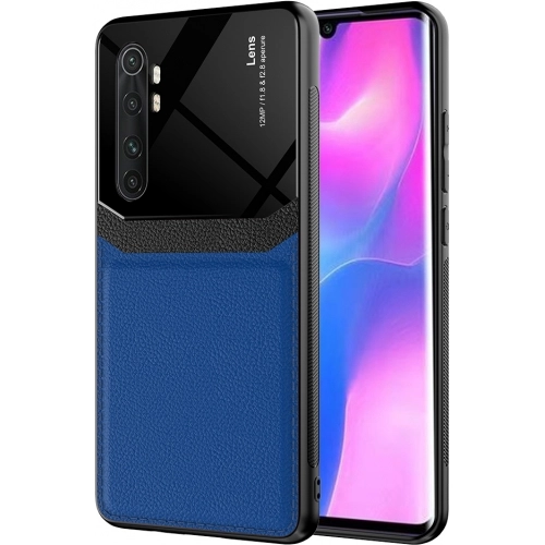 Xiaomi Mi Note 10 Lite Kılıf Deri Görünümlü Emiks Kapak - Mavi