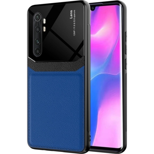 Xiaomi Mi Note 10 Lite Kılıf Deri Görünümlü Emiks Kapak - Mavi