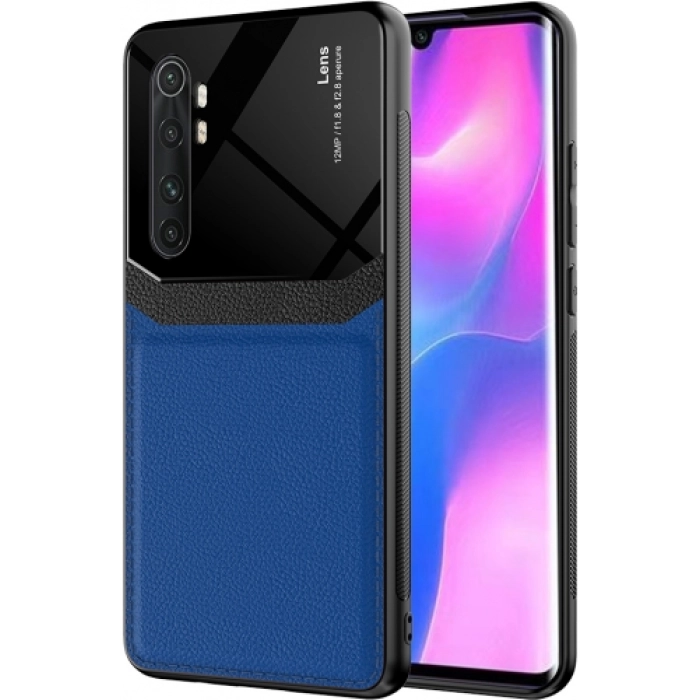 Xiaomi Mi Note 10 Lite Kılıf Deri Görünümlü Emiks Kapak - Mavi