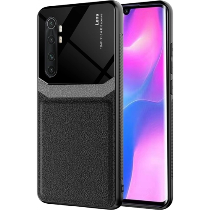 Xiaomi Mi Note 10 Lite Kılıf Deri Görünümlü Emiks Kapak - Siyah