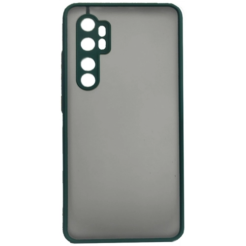 Xiaomi Mi Note 10 Lite Kılıf Kamera Korumalı Arkası Şeffaf Mat Silikon Kapak - Koyu Yeşil