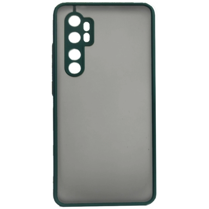 Xiaomi Mi Note 10 Lite Kılıf Kamera Korumalı Arkası Şeffaf Mat Silikon Kapak - Koyu Yeşil