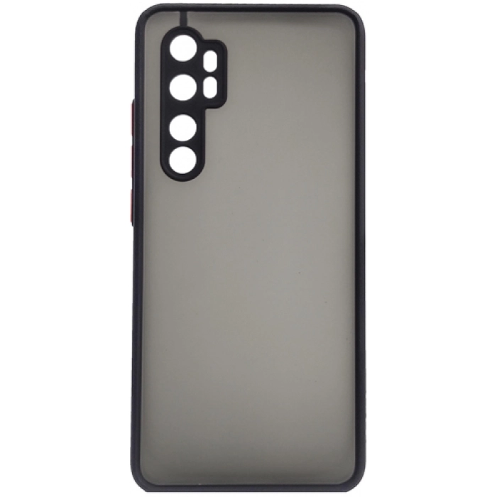 Xiaomi Mi Note 10 Lite Kılıf Kamera Korumalı Arkası Şeffaf Mat Silikon Kapak - Siyah