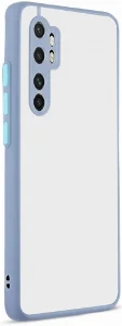 Xiaomi Mi Note 10 Lite Kılıf Kamera Korumalı Arkası Şeffaf Mat Silikon Kapak - Mor