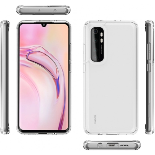 Xiaomi Mi Note 10 Lite Kılıf Korumalı Kenarları Silikon Arkası Sert Coss Kapak - Şeffaf