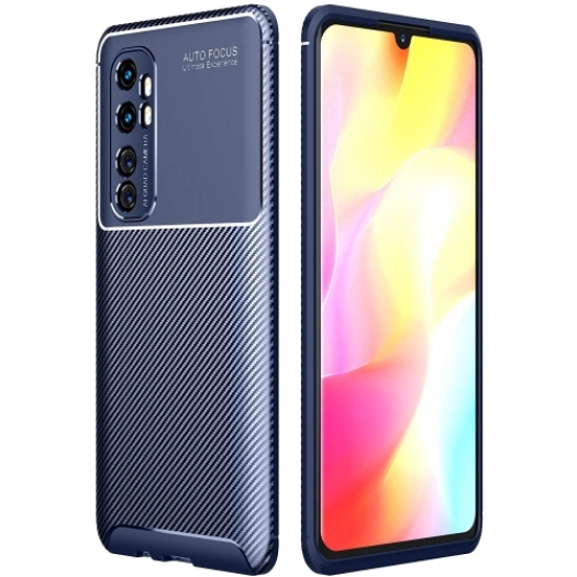 Xiaomi Mi Note 10 Lite Kılıf Silikon Parmak İzi Bırakmayan Karbon Soft Negro Kapak - Lacivert