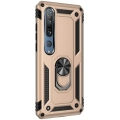 Xiaomi Mi Note 10 Lite Kılıf Silikon Zırhlı Standlı Yüzüklü Mıknatıslı Tank Kapak - Gold