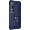 Xiaomi Mi Note 10 Lite Kılıf Silikon Zırhlı Standlı Yüzüklü Mıknatıslı Tank Kapak - Lacivert