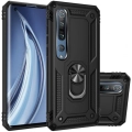 Xiaomi Mi Note 10 Lite Kılıf Silikon Zırhlı Standlı Yüzüklü Mıknatıslı Tank Kapak - Siyah