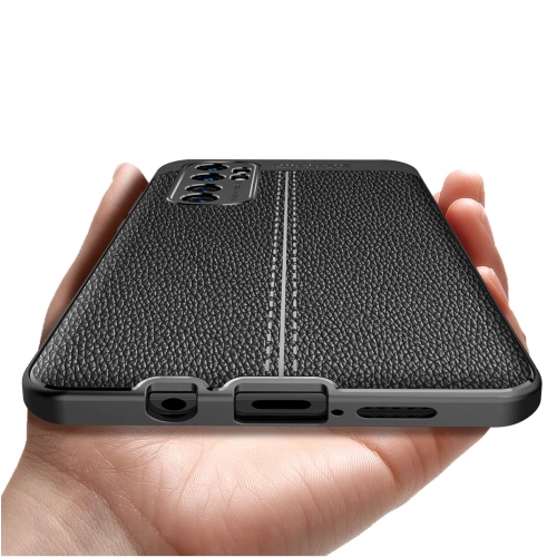 Xiaomi Mi Note 10 Lite Kılıf Deri Görünümlü Lüks Parmak İzi Bırakmaz Niss Silikon Kapak - Siyah