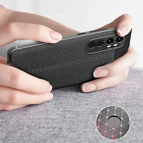 Xiaomi Mi Note 10 Lite Kılıf Deri Görünümlü Lüks Parmak İzi Bırakmaz Niss Silikon Kapak - Siyah