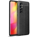 Xiaomi Mi Note 10 Lite Kılıf Deri Görünümlü Lüks Parmak İzi Bırakmaz Niss Silikon Kapak - Siyah