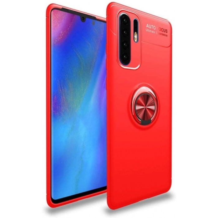 Xiaomi Mi Note 10 Pro Kılıf Renkli Silikon Yüzüklü Standlı Auto Focus Ravel Kapak - Kırmızı