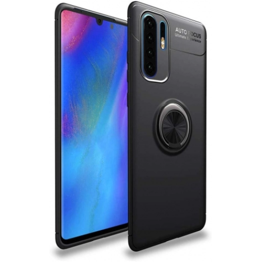 Xiaomi Mi Note 10 Pro Kılıf Renkli Silikon Yüzüklü Standlı Auto Focus Ravel Kapak - Siyah