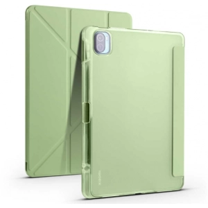 Xiaomi Mi Pad 5 Pro Tablet Kılıfı Standlı Tri Folding Kalemlikli Silikon Smart Cover - Yeşil