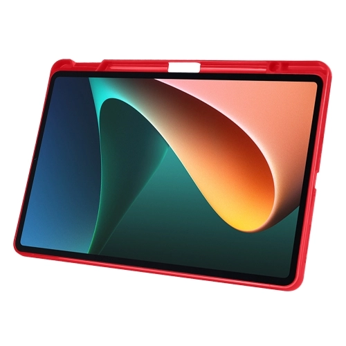 Xiaomi Mi Pad 5 Tablet Kılıfı Standlı Tri Folding Kalemlikli Silikon Smart Cover - Kırmızı