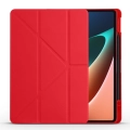 Xiaomi Mi Pad 5 Tablet Kılıfı Standlı Tri Folding Kalemlikli Silikon Smart Cover - Kırmızı