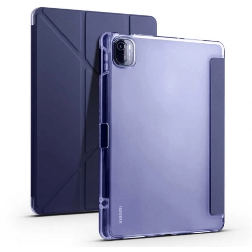 Xiaomi Mi Pad 5 Tablet Kılıfı Standlı Tri Folding Kalemlikli Silikon Smart Cover - Lacivert