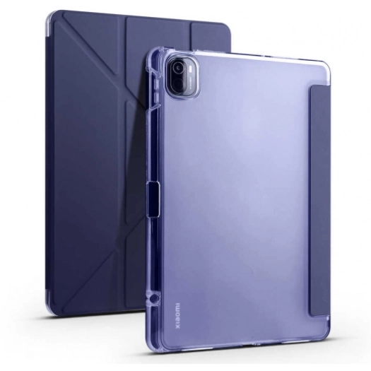 Xiaomi Mi Pad 5 Tablet Kılıfı Standlı Tri Folding Kalemlikli Silikon Smart Cover - Lacivert