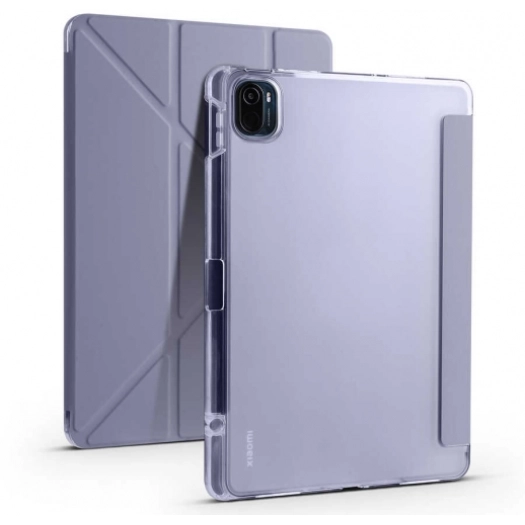Xiaomi Mi Pad 5 Tablet Kılıfı Standlı Tri Folding Kalemlikli Silikon Smart Cover - Mor