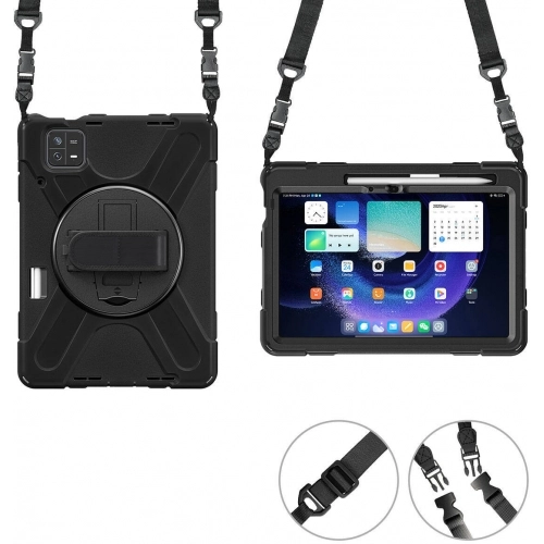 Xiaomi Pad 6 Kılıf Zore Defender Boyun Askılı Tablet Silikon - Siyah