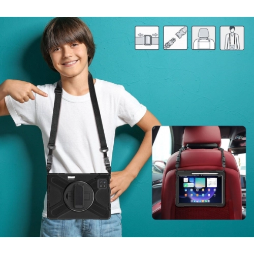 Xiaomi Pad 6 Kılıf Zore Defender Boyun Askılı Tablet Silikon - Siyah