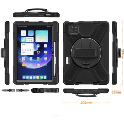 Xiaomi Pad 6 Kılıf Zore Defender Boyun Askılı Tablet Silikon - Siyah
