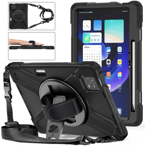 Xiaomi Pad 6 Kılıf Zore Defender Boyun Askılı Tablet Silikon - Siyah