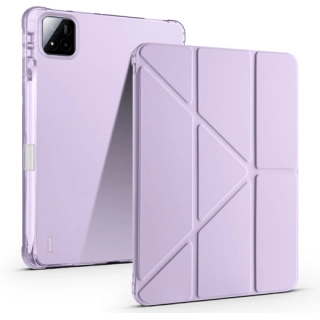Xiaomi Pad 7 Tablet Kılıfı Standlı Tri Folding Kalemlikli Silikon Smart Cover - Lila