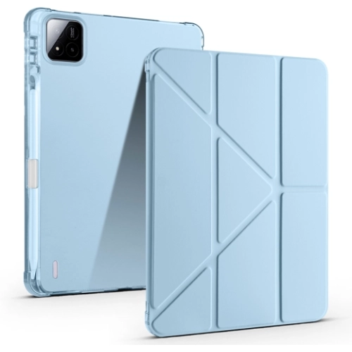 Xiaomi Pad 7 Tablet Kılıfı Standlı Tri Folding Kalemlikli Silikon Smart Cover - Mavi