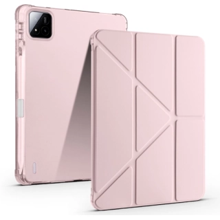Xiaomi Pad 7 Tablet Kılıfı Standlı Tri Folding Kalemlikli Silikon Smart Cover - Rose Gold
