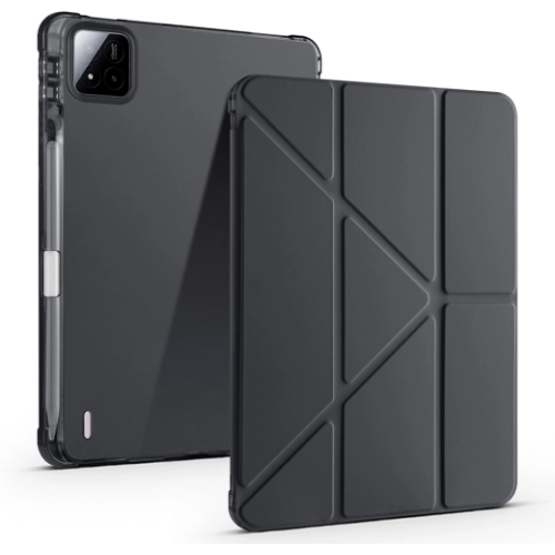 Xiaomi Pad 7 Tablet Kılıfı Standlı Tri Folding Kalemlikli Silikon Smart Cover - Siyah