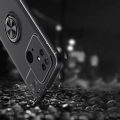 Xiaomi Poco C40 Kılıf Renkli Silikon Yüzüklü Standlı Auto Focus Ravel Kapak - Kırmızı - Siyah