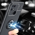 Xiaomi Poco C40 Kılıf Renkli Silikon Yüzüklü Standlı Auto Focus Ravel Kapak - Mavi - Siyah