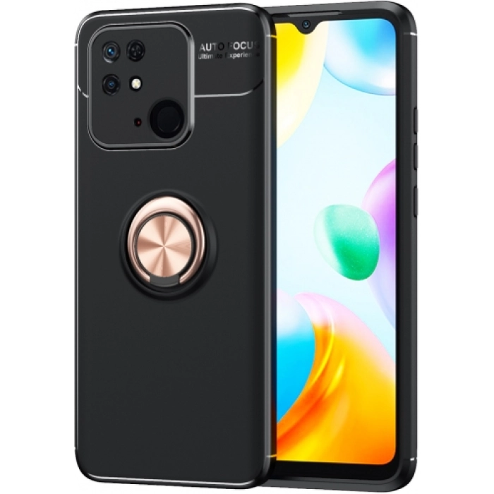 Xiaomi Poco C40 Kılıf Renkli Silikon Yüzüklü Standlı Auto Focus Ravel Kapak - Rose Gold