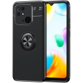 Xiaomi Poco C40 Kılıf Renkli Silikon Yüzüklü Standlı Auto Focus Ravel Kapak - Siyah
