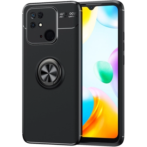 Xiaomi Poco C40 Kılıf Renkli Silikon Yüzüklü Standlı Auto Focus Ravel Kapak - Siyah