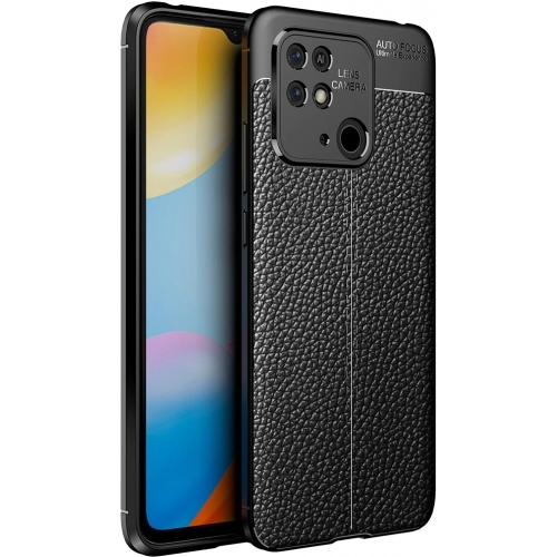 Xiaomi Poco C40 Kılıf Deri Görünümlü Lüks Parmak İzi Bırakmaz Niss Silikon Kapak - Siyah