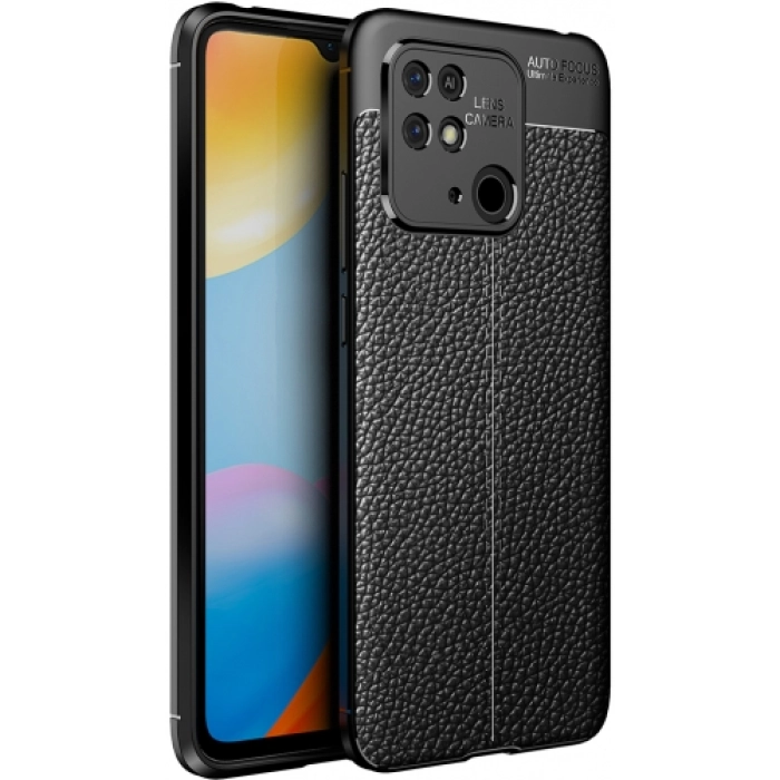 Xiaomi Poco C40 Kılıf Deri Görünümlü Lüks Parmak İzi Bırakmaz Niss Silikon Kapak - Siyah