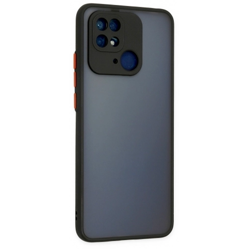 Xiaomi Poco C40 Kılıf Kamera Korumalı Arkası Şeffaf Mat Silikon Kapak - Siyah