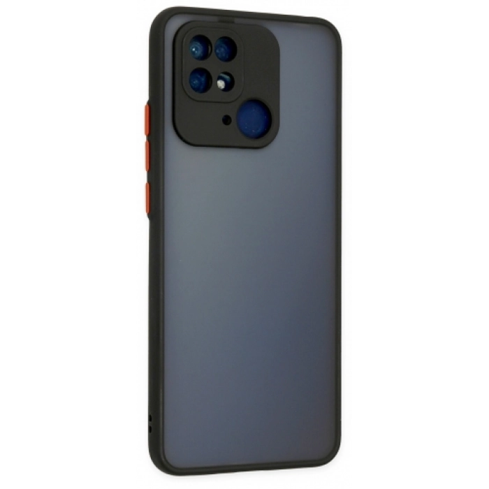 Xiaomi Poco C40 Kılıf Kamera Korumalı Arkası Şeffaf Mat Silikon Kapak - Siyah