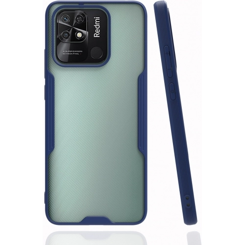 Xiaomi Poco C40 Kılıf Renkli Silikon Kamera Lens Korumalı Şeffaf Parfe Kapak - Lacivert