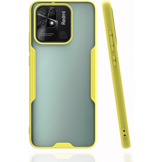 Xiaomi Poco C40 Kılıf Renkli Silikon Kamera Lens Korumalı Şeffaf Parfe Kapak - Sarı