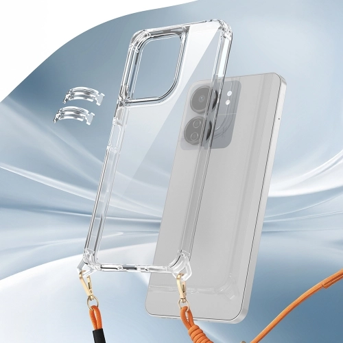 Xiaomi Poco C65 Kılıf Airbagli Takılabilir Askı Aparatlı Esnek Snap Silikon Kapak - Şeffaf