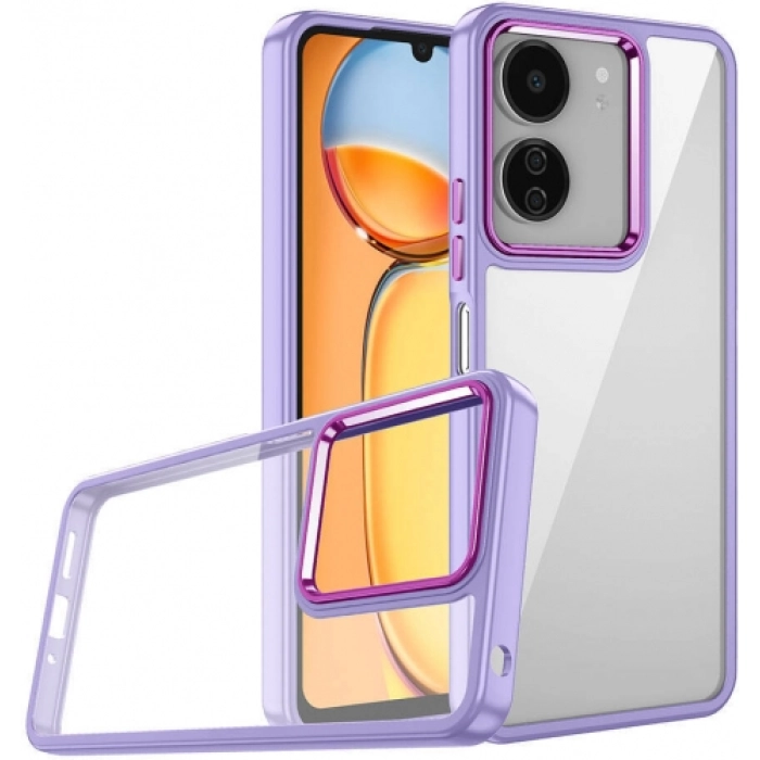 Xiaomi Poco C65 Kılıf Electro Silikon Renkli Flora Kapak - Lila