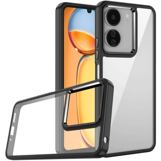 Xiaomi Poco C65 Kılıf Electro Silikon Renkli Flora Kapak - Siyah